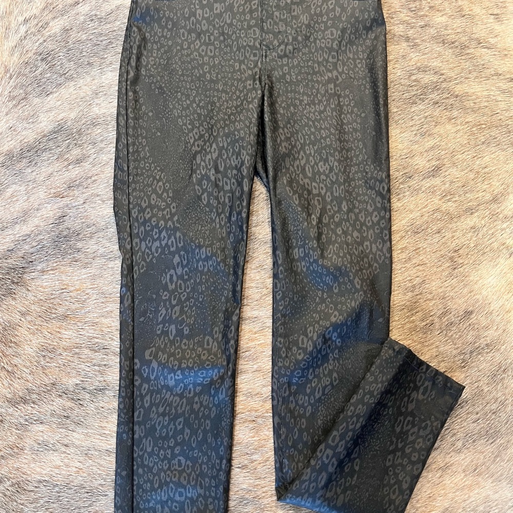 Black Leopard Print Pants – Faux Leather Feel